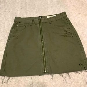 Wishlist Olive Green Mini Skirt with Distressed Hem